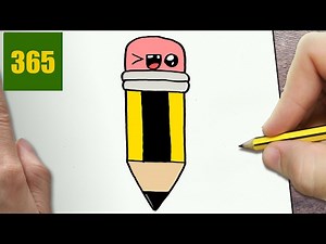 HOW TO DRAW A PENCIL CUTE, Easy step by step drawing lessons for kids