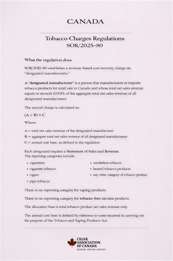 Tobacco Charges Regulations SOR/2025-80