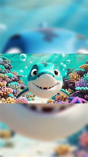 🌊 Happy Shark Swimming! Fun Sea Animals for Kids 🐠 #shorts #kids #childrenssong #cartoon #babyshark