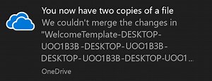 OneDrive and SharePoint sync issue: "You now have two copies of a file; we couldn't merge the changes in [filename]" appended with computer name