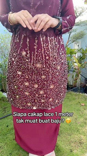 3.8K views · 29 reactions | siapa kata lace 1 meter tak cukup?  ni iqa buktikan walaupun 1 meter tapi boleh buat full bahagian depan baju macam ni tauu  #laceweddingdress #kain #lace #lacemewah #kainraya #laceraya | Iqaish LaCouture | Facebook