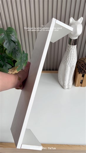 White Wooden Monitor Stand for Enhanced Desk Space