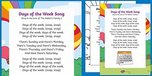 Days Of The Week Nursery Rhyme