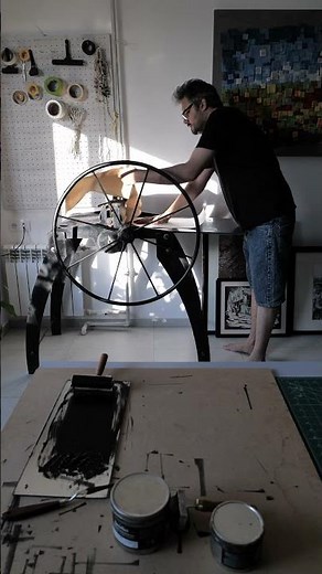 “Cotton Picker Woman” — the linocut printmaking process.