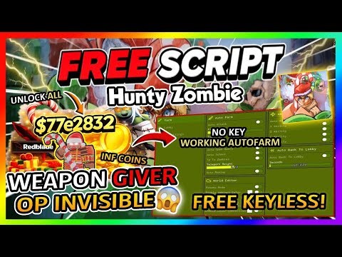 Hunty Zombie Script *NO KEY* - NEW UPDATE, AUTO RAID, WEAPON GIVER + More!
