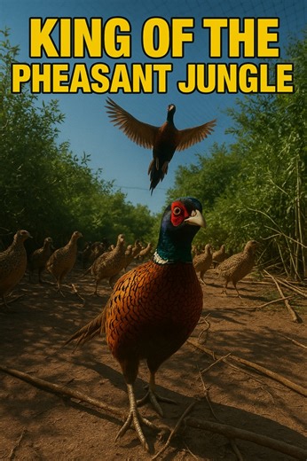 After weaving through the thick weeds, I finally stumbled on him… The undisputed king of the pheasant jungle. 😆 | Pete’s Pheasant Farm