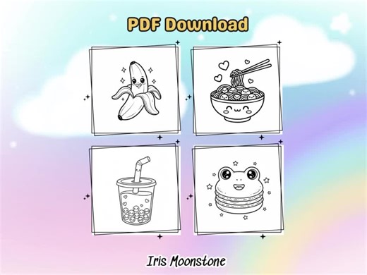 Kawaii Food Fun Coloring Book, 55 Cute Pages, Digital Download | for Kids, Teens & Adults - 8.5x8.5" - Etsy