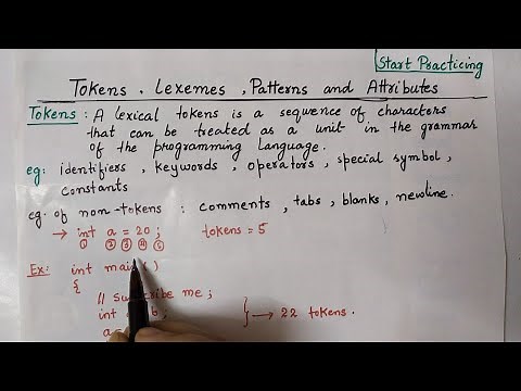 Tokens Pattern Lexemes and Attributes of tokens in Compiler Design