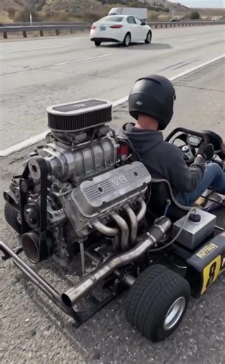 small car testing on a highway usually shows a compact vehicle being driven at different speeds