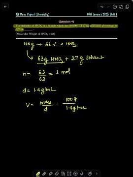 JEE Main PYQ | Molarity from Density & Mass % 🧪 | Basic Concepts of Chemistry