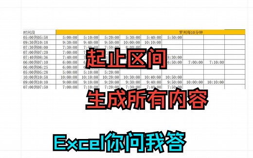 《Excel你问我答》已知开始结束时间,生成中间全部时间,根据起止区间生成之间内容,开始结束生成数据_哔哩哔哩_bilibili