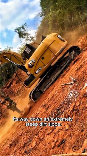 Insane Excavator Driving Down a Steep Cliff! 😱 Heavy Equipment Skills