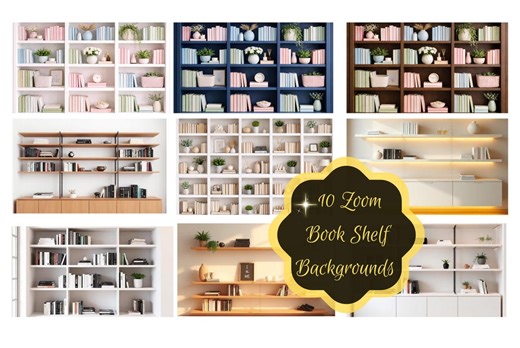 10 Elegant Zoom Bookshelf Backgrounds – Modern & Minimal Virtual Office Backdrops - Etsy