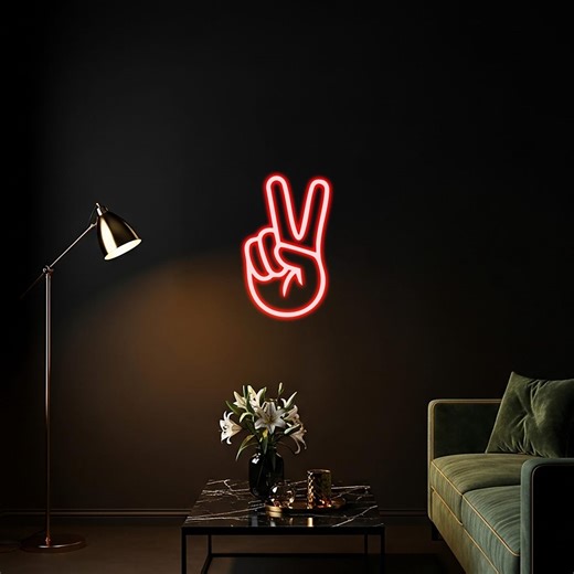 Peace Hand LED Neon Sign, Modern Wall Art - Etsy