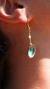 Gold Fill Limpet Shell Earrings | Aqua Blue Green, Freshwater Pearl - Etsy