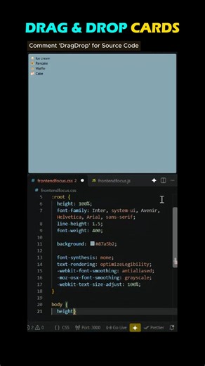 Drag and Drop in JavaScript 🔥 | HTML CSS JS #Shorts