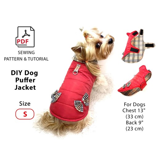 Size M Dog Jacket Sewing Pattern Small Dog Coat   Steps Tutorial PDF Download - Etsy