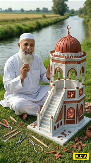 I Built the Iconic Minbar of Masjid al-Haram with Red & White Clay 🕌#shorts