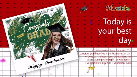 Mocsicka Graduate Backdrop 8x6ft - Congrats Grad Blue 2026 Graduation Party Decorations Background, Class of 2026 Photography Backdrops