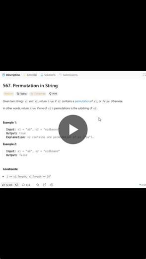 LeetCode 567: Check String Permutation in Substring | Govarathan Parthiban posted on the topic | LinkedIn
