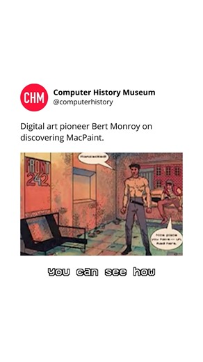 In 1984, Bert Monroy first used MacPaint on the Macintosh 128, marking his entry into digital illustration. This experience led Monroy to shift from traditional commercial illustration to creating hyper-realistic digital art, establishing him as an early adopter in the field. Watch, “CHM Live | Photoshop Magic” on YouTube for the full story. #Macintosh #TechHistory #ComputerHistory | Computer History Museum