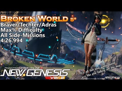 [PSo2:NGS]ARKs Records: Broken World - Braver/Techter/Adras Max% All Side-Missions