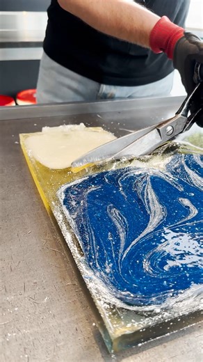 Using Scissors for the FB LOGO Candy #candymaking #asmr | Rocks & Rolls Candy