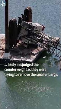 Drone footage captures crane toppled into waterway near Hilton Head Island