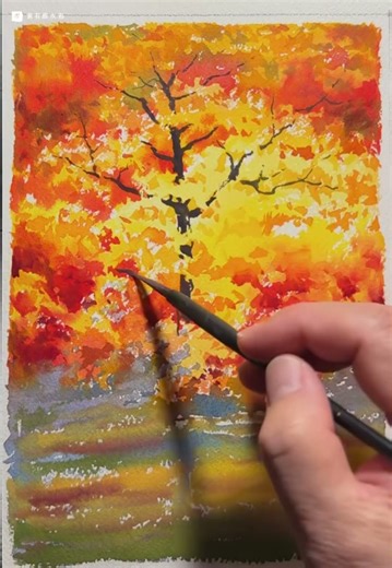 Trees of Watercolor | Day 1 🍁 Painting an Autumn Maple Tree