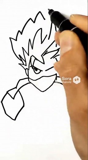 Drawing a Spiky Haired Ninja with ONE Marker! 🥷🔥#shorts