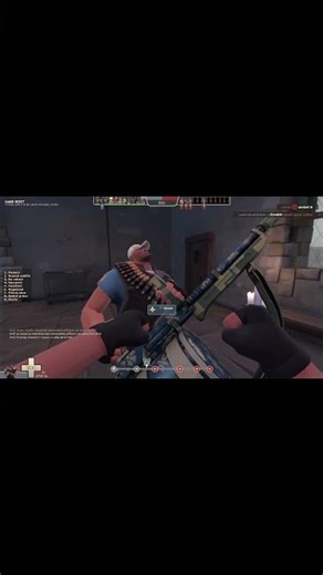 Where is the heavy guy looking?