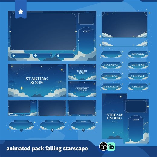 Animated Aesthetic Blue Stream Overlay: Falling Starscape Theme for Tiktok, and Obs/streamlabs - Etsy