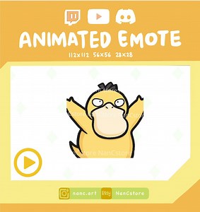 Animated Strong Psyduck Flexing Biceps Emotes | Chibi Pokemon | Kawaii Cute React Streaming | Ready to Use Cute Cartoon Funny Spooky Sneaky - Etsy