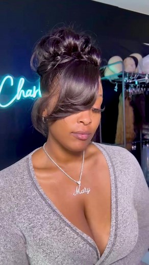 Quick Weave Bun with Bangs: Frontal Installation Up-Do