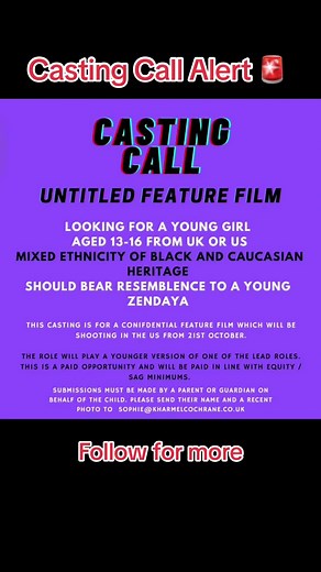 Teen Girl Casting Call for Major Film in America