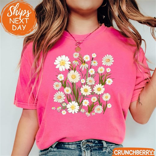 Daisy Flower Shirt, Wildflowers Botanical T-shirt, Cottagecore Floral Gift, April Birth Flower Tee - Etsy