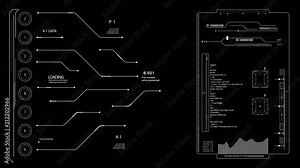 PNG alpha.HUD digital interface.Futuristic infographic elements.Technological board with interactive infographic display.HUD template. Type 2