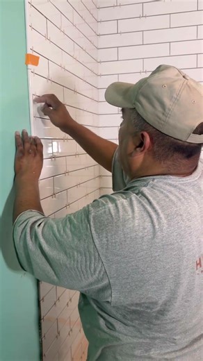 Tile Installation of Pencil Tile Trims ☑️ #installation #home #bathroom #remodel #tiler #tiling #diy