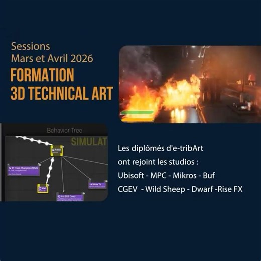 Ecole e-tribArt Session d'Avril 2026 Formation 3D technical Art : Inscription en cours