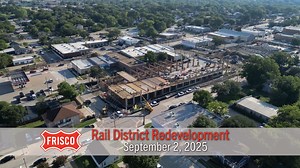 We’re keeping an eye on the redevelopment of the Rail District with our #FriscoFlyover. Please continue to visit downtown businesses during the project. Find public parking, view the construction timeline, and more on the Rail District story map. Link to it at https://www.friscotexas.gov/1599/Downtown-Redevelopment | City of Frisco TX - City Hall