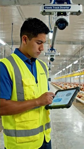 Broilers Poultry Hawk system at Modern farm||Track Diverter system#poultry farming#broiler#farm
