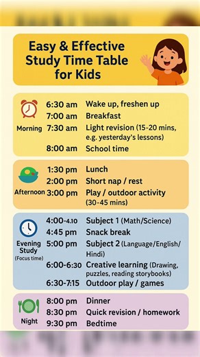 📚"Easy & Effective Study Timetable for Kids | Build Smart Habits Early!"