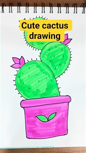 Cute Cactus Drawing | Easy Step by Step | Simple Art for Kids 🌵✨