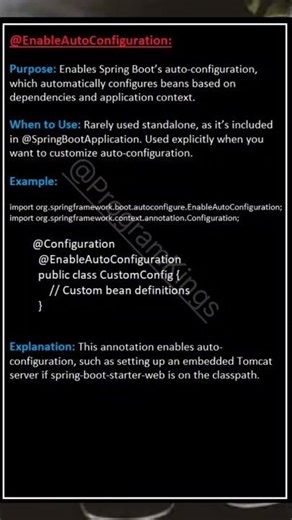 @EnableAutoConfiguration annotation in SpringBoot🌱#spring #springboot #framework #java #code #coding