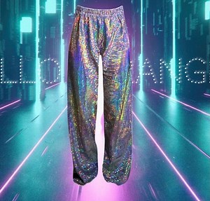 Hologram Sequin Pants: Unisex Metallic Glitter Trousers for Festivals - Etsy