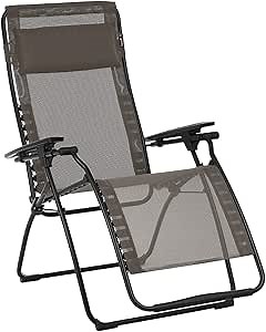 Lafuma LFM3118 8717 Futura Zero Gravity Batyline Series Relaxation Portable Outdoor Steel Framed, Chair Recliner, Lounge Chair, Graphite