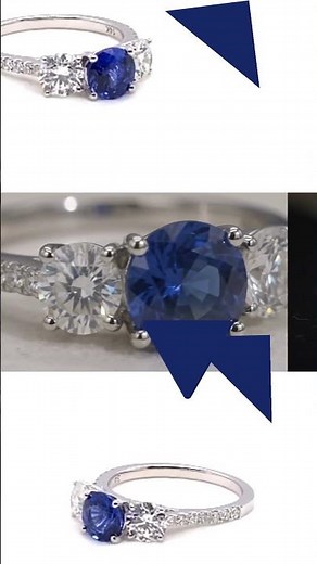 Royal Blue Dream: Deep Sapphire and Diamond Three-Stone Ring! 🌊💍