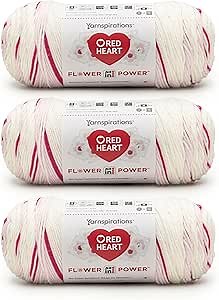 Red Heart All in ONE Flower Power Cherry Blossom Yarn - 3 Pack of 8.8oz/250g - 100% Acrylic - #4 Worsted (Medium) - 440 Yards - Knitting/Crochet