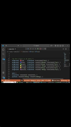 3D Spinning Cube in CSS! 🧊 Check comments for code. #coding #frontend #css #html #webdev #3D #dev