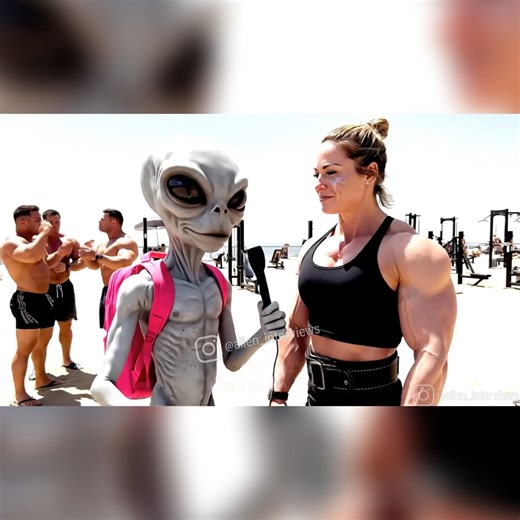 Alien Interviews on Instagram: "Going to muscle beach was a mistake... #alien #veo3 #googleveo3 #aliens"